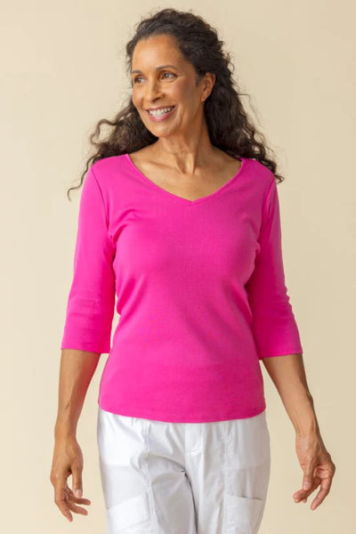 Habitat Spring/Summer, 16450 Easy V-Neck Tee, Berry
