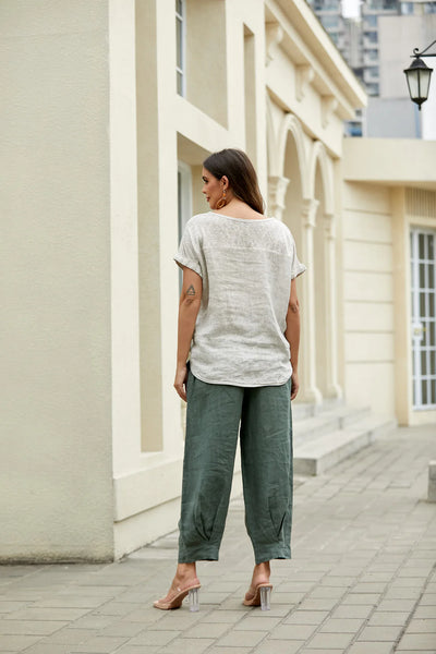 Orange by Fashion Village (Linen), 17549 Elettra's Linen Pant, Military