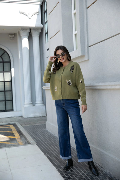 Orange by Fashion Village, NC-20 Fleur Knit Cardigan