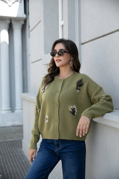 Orange by Fashion Village, NC-20 Fleur Knit Cardigan