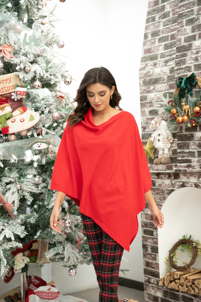 Orange by Fashion Village, J-5380 Whistler Caplet Poncho, Red