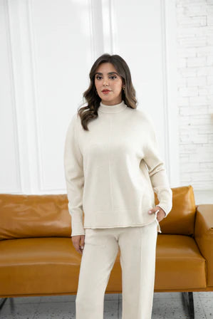 Orange by Fashion Village, 2045 Olivia Winter Turtleneck, Vanilla
