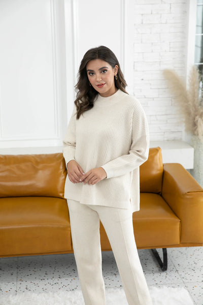 Orange by Fashion Village, RT-3120 Kinsley's Ribbed Turtleneck Sweater, Vanilla