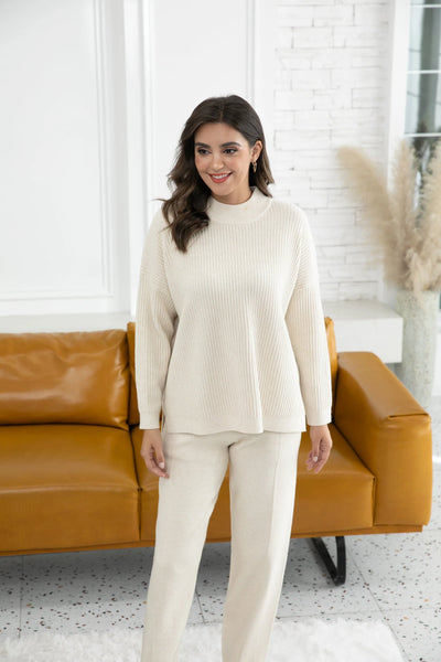 Orange by Fashion Village, RT-3120 Kinsley's Ribbed Turtleneck Sweater, Vanilla