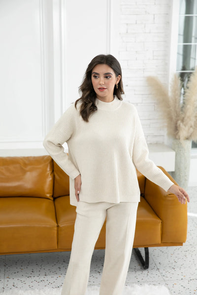 Orange by Fashion Village, RT-3120 Kinsley's Ribbed Turtleneck Sweater, Vanilla