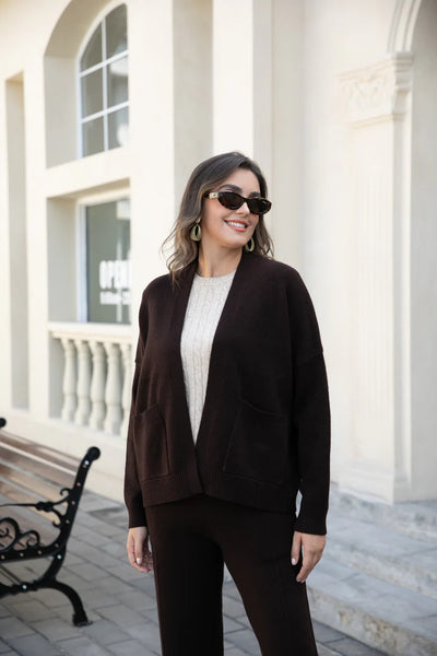 Orange by Fashion Village, KD-10 Madeleine's Cardigan, Mocha