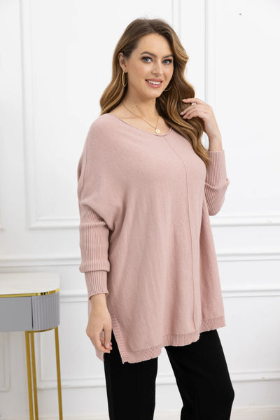 Orange by Fashion Village, 8015 Celeste  Cashmere Feel Sweater, Pink