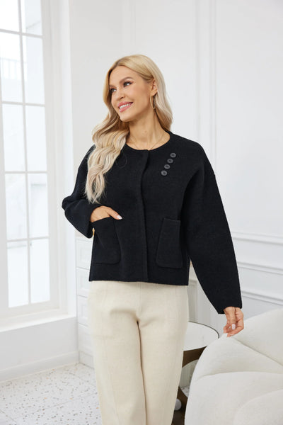 Orange by Fashion Village, 6260 / 2387 Button Breeze Jacket, Black