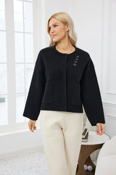 Orange by Fashion Village, 6260 / 2387 Button Breeze Jacket, Black