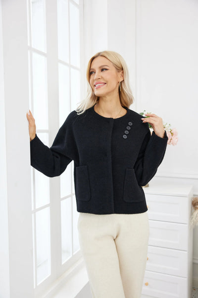 Orange by Fashion Village, 6260 / 2387 Button Breeze Jacket, Black