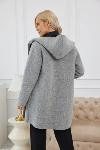 Orange by Fashion Village, FW-1042 Long Swing Jacket, Grey