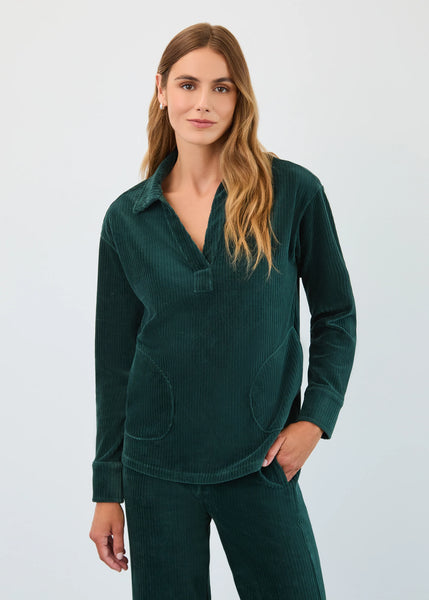 FDJ Jeans, 3039148 Corduroy Popover Top with Pockets, Spruce