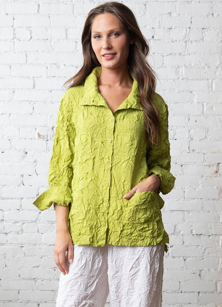 Olivia/Liv, 600386 Scrunch Collar Jacket, Lime