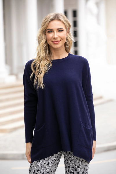 Orange by Fashion Village, 63621 Cashmere Feel Tunic, Black