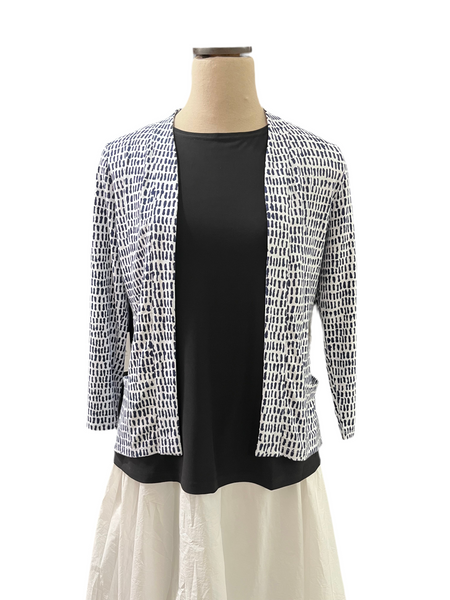 Habitat Spring/Summer Sale, 55245 Shirred Back, Open Front Jacket, Navy 50% Off Regular Price