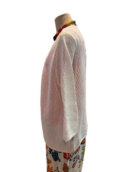 Orange by Fashion Village, CRC-01 Crochet Mesh Cardigan, White