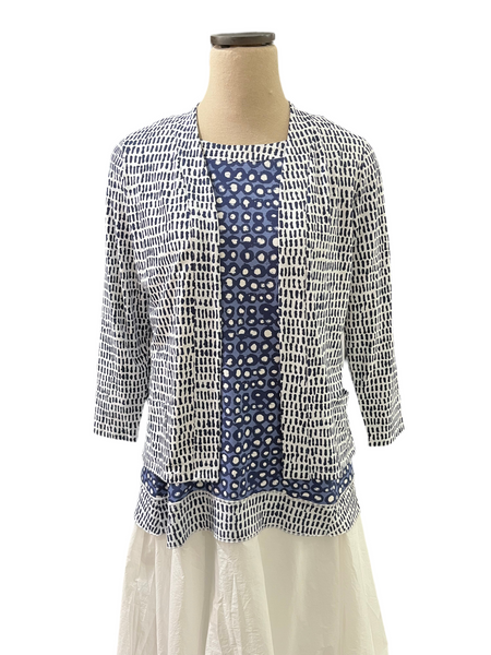 Habitat Spring/Summer Sale, 55245 Shirred Back, Open Front Jacket, Navy 50% Off Regular Price