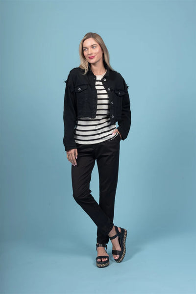 Paolo Tricot, 5587, Striped Sweater, Black