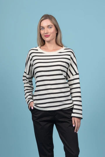 Paolo Tricot, 5587, Striped Sweater, Black