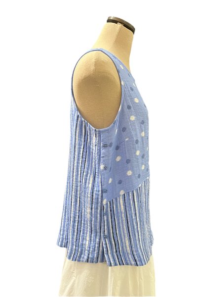 Habitat Sale, 33201 Mixed Side Button Tank, Cornflower 50% Off Regular Price