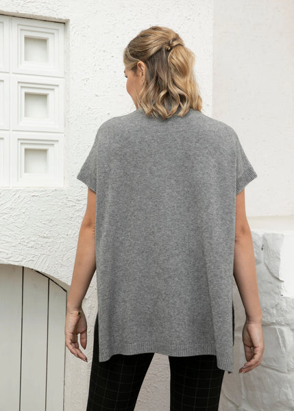 Orange by Fashion Village, FW-1038 V Neck Short Sleeve Sweater