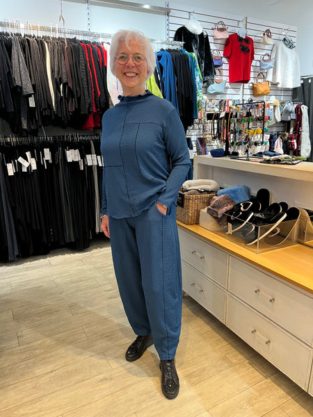 Sympli, PW27343X, Pop Collage Barrel Pant, Lake