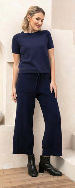 Orange by Fashion Village, J-5018 Knit Comfort Pants, Navy