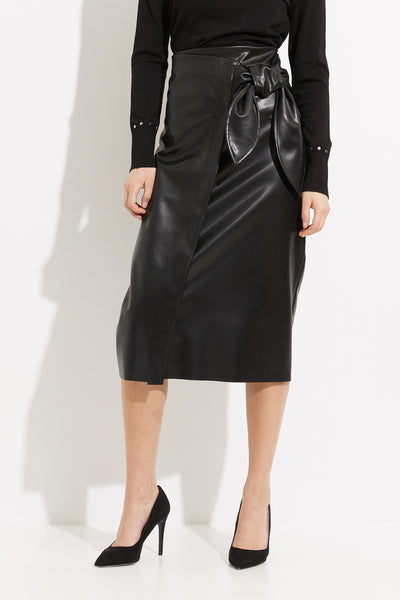 Joseph Ribkoff, 233297 Bow Detail Faux Leather Skirt