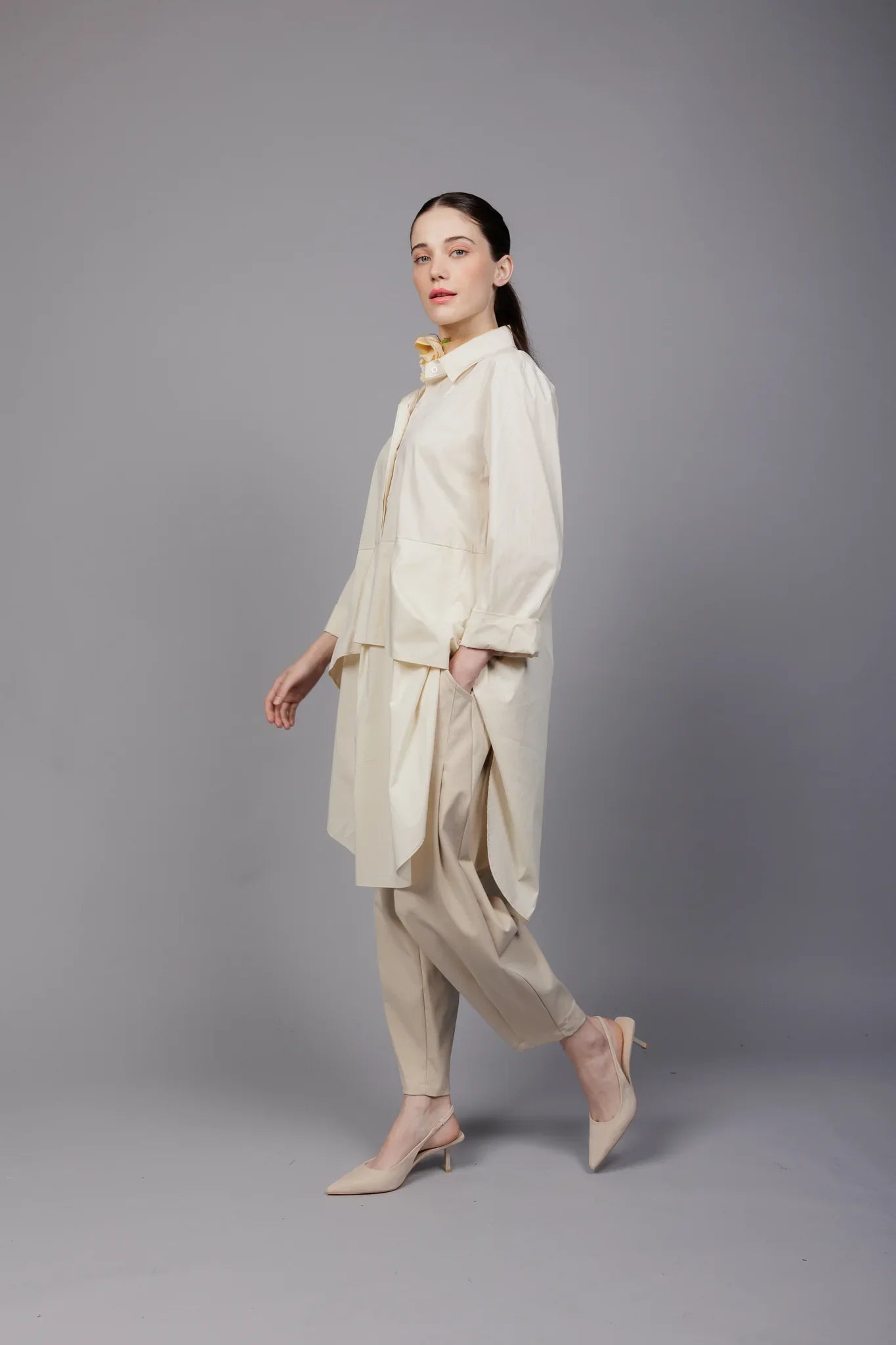 Paolo Tricot, WT791914 Cotton Blend Lantern Pant Beige