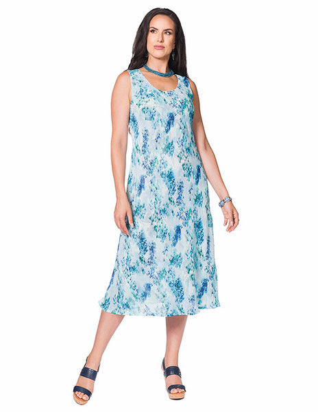 Minkas, MH-527 Sleeveless reversible Dress, Blue