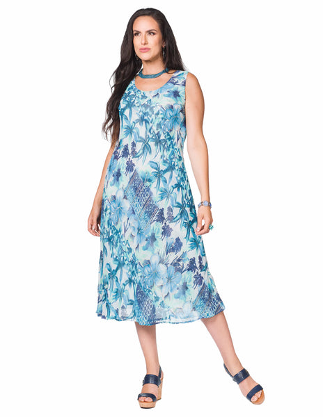 Minkas, MH-527 Sleeveless reversible Dress, Blue