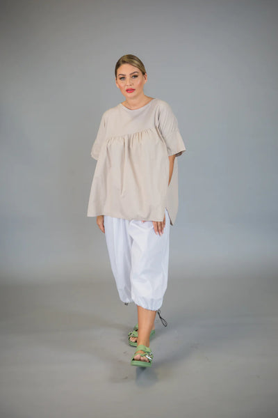 Paolo Tricot, WT221116 Gathered Yoke Cotton T Shirt