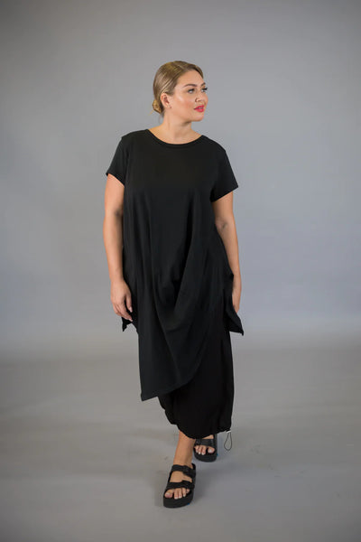 Paolo Tricot, WT220751  Side Ruch Tunic, Black