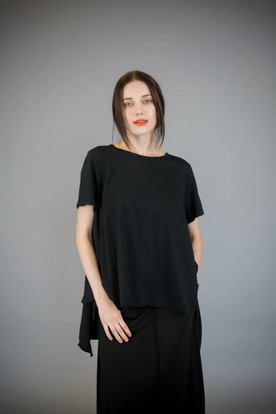 Paolo Tricot Sale, WT217491 Hi-Lo Trapeze Top 50% Off Regular Price, Black