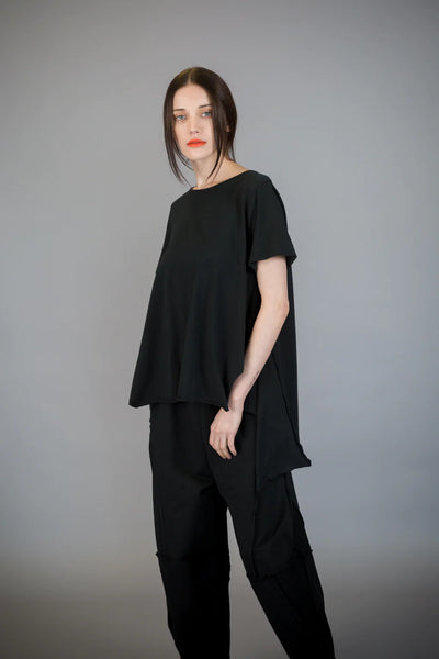 Paolo Tricot Sale, WT217491 Hi-Lo Trapeze Top 50% Off Regular Price, Black