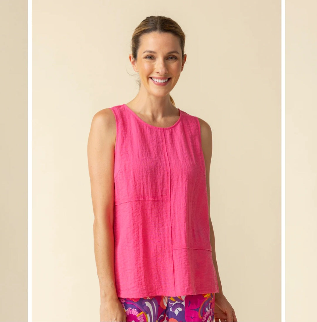 Habitat Spring/Summer, 30650 Pieced Sleeveless Tunic Tank, Hot Pink