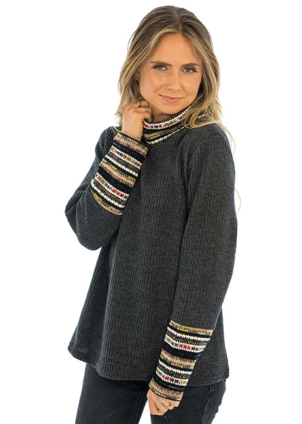 Trisha Tyler, 11580 Sweater With Rib Knit Details