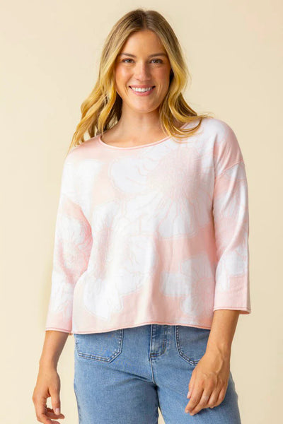 Habitat Spring/Summer, 82262 Floral Jacquard Pullover, Carnation