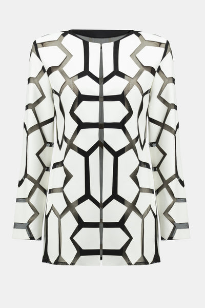 Joseph Ribkoff, 241905 Geometric Pattern Dual Fabric Jacket