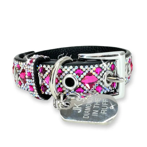 Jacqueline Kent Collection, JKDC109.PKSI Rose Collection Pink Dog Collar, Small