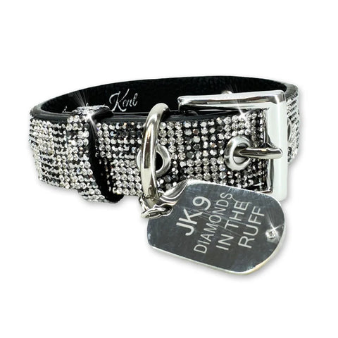 Jacqueline Kent Collection, JKDC105.LTSIBK Diamond in the Ruff Checkmate Dog Collar, Small