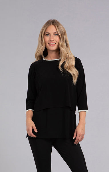 Sympli, 22265CB Tipped Go To Cropped T, Black