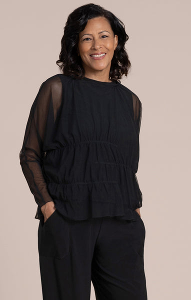 Sympli, 322419-3 Barely Wabi Sabi Top, Black