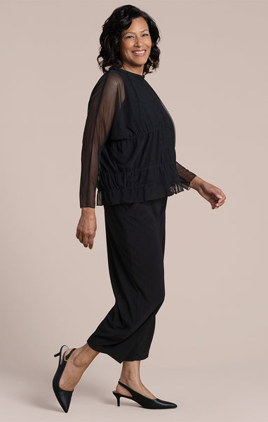 Sympli, 322419-3 Barely Wabi Sabi Top, Black