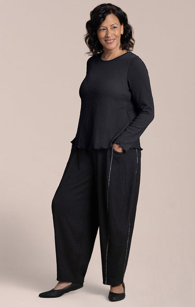 Sympli, PW22379-3 Pop Crew Neck Top, Black