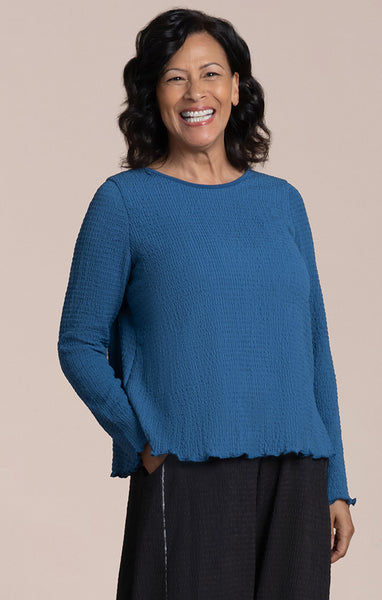 Sympli, PW22379-3 Pop Crew Neck Top, Lake