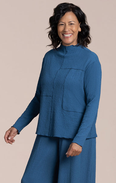 Sympli, PW22411X-3, Pop Collage Contrast Top, Lake