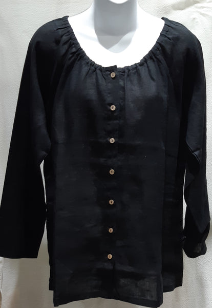 Tara Vao Sale, HANAYA 0022 Linen Top, Black 50% ADDITIONAL OFF