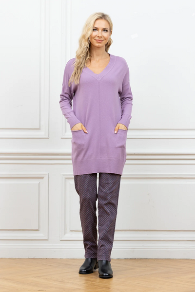 Orange by Fashion Village Sale, 5413 V-Neck Tunic with Front Pockets 50% Off Regular Price