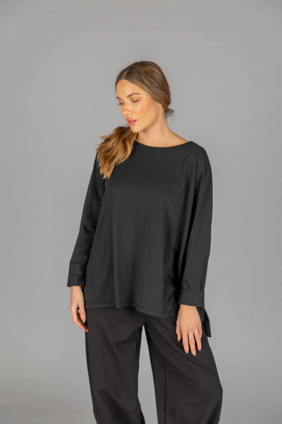 Paolo Tricot Sale, WT110499 Long Sleeve Trapeze Tunic, Black 50% Off Regular Price